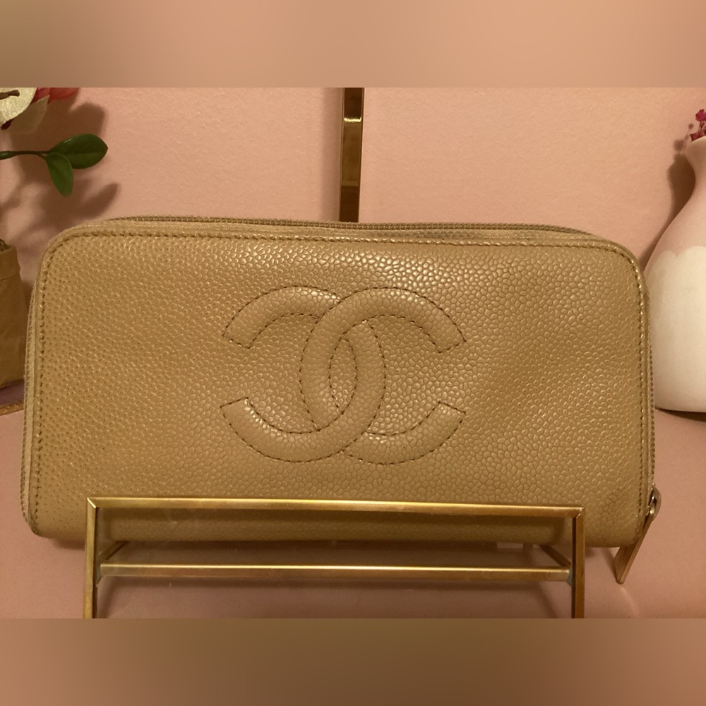 Chanel Tan Caviar Leather Women's Wallet